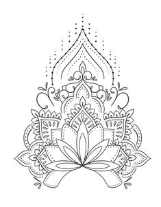 a black and white drawing of a lotus flower