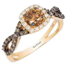 Grand Sample Sale Ring featuring 3/4 cts. Chocolate Diamonds®, 1/10 cts. Vanilla Diamonds® set in 14K Honey Gold™ Levian Chocolate Diamonds Rings, Levian Chocolate Diamonds, Jared Jewelry, Chocolate Diamond Ring, Chocolate Diamond, Solitaire Ring Set, Jewelry Advice, Chocolate Diamonds, Le Vian