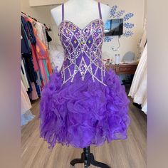 Color Is Purple Size Is Xl (See Pics For More Info) Nwt Purple Quince Dress, Purple Homecoming, Purple Quince, Quinceañera Ideas, Purple Homecoming Dress, Colorful Dresses Formal, Quince Dress, Quinceanera, Formal Dress