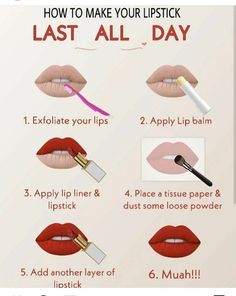 Long lasting lipstick Best Lipstick Brand, Teknik Makeup, Makeup Order, Makeup Artist Tips, Lip Makeup Tutorial, Makeup Help, Face Makeup Tips, Lipstick Brands, Best Lipsticks