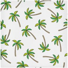 a white background with green palm trees on it