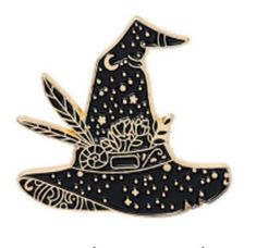 Celebrate your Witchiness with this unique pin as a great addition to your attire, backpack or junk. It's up to you if this is a friendly witches cap or not. The imagination can define this one any way you like. The stars and moon design make these mysterious and attractive.  purchase is for 1 pin only, not a set Black Witches, Witchy Style, Black Witch Hat, Hat Party, Witches Hat, Black Witch, Witchy Fashion, Funny Hats, Pastel Mint