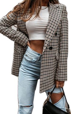 Blazer Fits Women, Blazer Fits, Checkered Blazer, Blazer Casual, Slim Blazer, Fits Women, Clothing Inspiration, Casual Blazer, Plaid Blazer