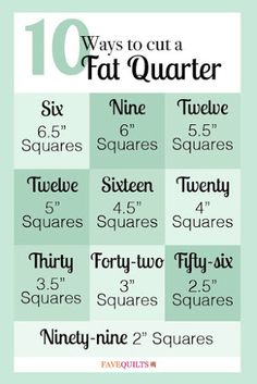 10 Ways to cut a Fat Quarter Quilt Size Charts, Quilt Size Chart, Diy Sy, Fat Quarter Quilt, Kraf Diy, Rag Quilt