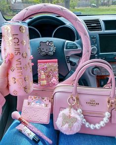 Pink Bags Aesthetic, Cute Pink Bags For On-the-go, Cute Pink Bag For On-the-go, Pink Accessories Aesthetic, Pink Aesthetic Purse, Barbie Cups, Cute Purses Aesthetic Pink, Embrace The Change, Pink Car Accessories