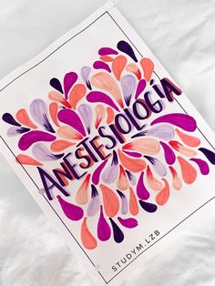 an artistic poster on a white sheet that says,'artisana'in bold purple and orange colors