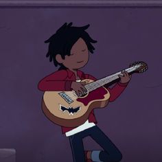 a cartoon character playing an electric guitar