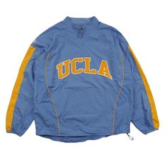 Brand New Never Worn Ucla Vintage Rare Windbreaker. In A Size 2xl. #Collegemerch #Usc #Ucla #College #University #Iamgia #Brandymelville #Windbreaker #Hoodie #School #Jadedlndn #Vintage School Merch, Ucla College, Apparel Design Inspiration, Brand Aesthetic, Shirts Vintage, College University, Embroidery Techniques, Windbreaker Jacket