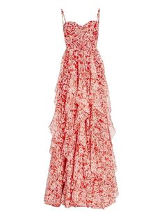 Pattern Type: Floral Sleeve Type: Sleeveless Neckline: Sweetheart Material Composition: 100% Polyester 16 Wishes, Ruffle Floral Maxi Dress, Ruffled Gown, Ruffle Gown, Design Philosophy, Ruffled Skirt, Rent The Runway, Tall Model, Badgley Mischka