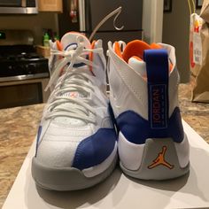 Jordan Jumpan Two Trey Size 14 Men’s Sporty Basketball Shoes With Contrast Sole, Jordan White, Shoes Jordan, Fresh Shoes, Jordans For Men, Comic Books Art, Jordan Shoes, White Blue, Athletic Shoes