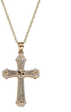 Kohl's 10k Gold Two Tone Openwork Cross Pendant Necklace Dr Closet, Cross Necklaces, Diamond Cross Necklaces, Diamond Cross, Cross Jewelry, Cross Pendant Necklace, 10k Gold, Metal Rings, Spring Rings