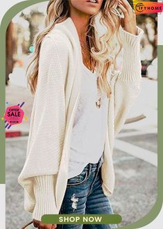 Batwing Sleeves Sweater Cardigans Spring Outfit Women, Winter Outfits 2019, Fall Fashion Coats, Traje Casual, Summer Work Outfits, Cardigan Outfits, Womens Kimono, Casual Winter Outfits, Work Outfits Women