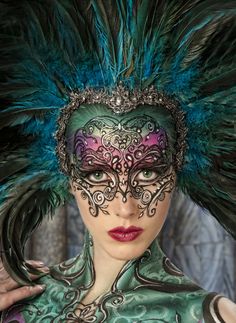 ༺♥༻ Masquerade ༺♥༻ Extreme Make-up, Fantasy Make-up, Carnival Masks, Beautiful Mask, Masquerade Party, Masquerade Mask