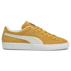 With its huge impact on footwear culture, PUMA's most iconic trainer first hit the scene in 1968 and has been worn by icons of every generation since. The Suede Classic XXI features a full suede upper alongside some modern touches for an improved overall quality and feel to an all-time great. $64.95 Puma Suede Classic Xxi, Yellow Sneakers, Vinyl Bag, White Puma, White Shoes Sneakers, Limited Edition Sneakers, Puma Suede, Brown Sneakers, Honey Mustard