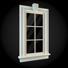 an open window on a black background with white trim and windowsill in the middle