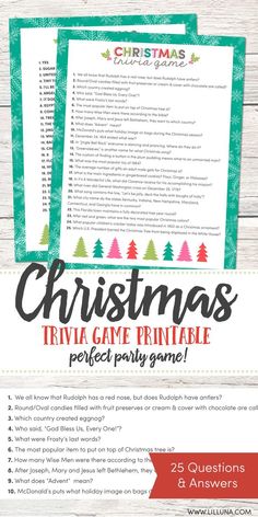 christmas trivia game printable perfect party game