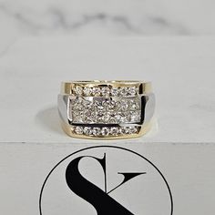 White Diamond Accented Signet Ring For Wedding, White Signet Ring With Diamond Accents For Wedding, White Signet Ring With Diamond Accents For Anniversary, White Diamond Signet Ring For Anniversary, Diamond Signet Ring For Anniversary With Wide Band, Anniversary Diamond Signet Ring With Wide Band, Anniversary Wide Band Diamond Cut Ring, Classic White Diamond Ring With Wide Band, Classic White Wide Band Diamond Ring