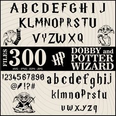 the harry potter font and numbers are all in different styles, from black to white