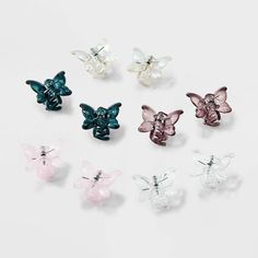 10-piece mini claw hair clips from Wild Fable™ in assorted colors. Designed in a butterfly shape. Great for securing and styling hair, these mini claw hair clips suit all types of hair. Wild Fable™: A look for every story. If you're not satisfied with any Target Owned Brand item, return it within one year with a receipt for an exchange or a refund. Clear Butterfly, Hair Twisters, Crochet Sunflower, Styling Hair, Butterfly Hair Clip, Funky Outfits, Claw Hair Clips, Butterfly Hair, Dream Girl