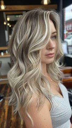 Biolage Highlights Blonde, Blonde With Shadow Roots And Lowlights, Dark Brown Lowlights, Natural Ash Blonde Hair, Lowlights Hair, Trendy Hair Color Ideas, Brown Lowlights, Ashy Blonde Hair