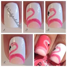 Flamingo Nail Art, Nailart Tutorial, Flamingo Nails, Elegant Nail Art, Elegant Nails, Nail Art Hacks, Nail Art Summer, Nail Art Inspiration