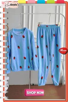 Strawberry Print Long Sleeve Pants Casual Loungewear Two Piece Casual Blue Long Pants Sets, Casual Cotton Sets With Trousers, Casual Cotton Trousers Set, Casual Cotton Trouser Sets, Casual Loungewear Sets With Trousers, Casual Loungewear Trousers Set, Casual Sets With Relaxed Fit Trousers, Winter Fruit, Plus Size Two Piece