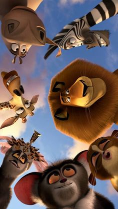 the madagascar movie poster with many different animals