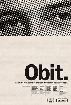 an old movie poster with the words obit in black and white letters on it