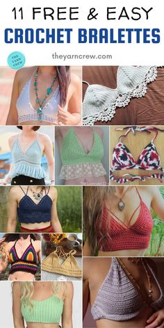 11 Free & Easy Crochet Bralette Patterns For Summer. Crochet Bralette Patterns For Summer curated by The Yarn Crew. Crochet Bralette Patterns, Crochet Bralette Pattern Free, Easy Crochet Bralette, Crochet Bralettes, Crochet Bralette Pattern, Crochet Halter Top Pattern, Bralette Pattern, Crochet Bra, Crochet Symbols