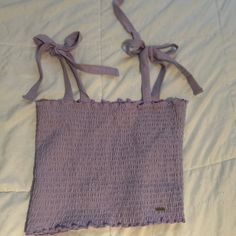 Size Medium Never Worn!! #Summer Lavender Spring Top, Cute Ruffled Strap Beach Tops, Cute Ruffled Strap Tops For Beach, Lavender Beach Tops For Spring, Cute Ruffled Straps Tops For Beach, Feminine Beach Tops With Tie Straps, Lavender Tops For Beach In Spring, Lavender Spring Beach Top, Cute Ruffled Straps Beach Tops