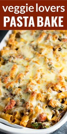 a casserole dish filled with vegetables and cheese