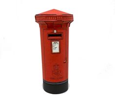 a red post box on a white background