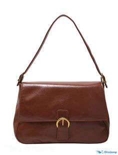 OrcaJump - Womens Leather Shoulder Bag with PU Buttons in Solid Color - Shopping Out in Green, Black, Brown, and Beige Elegant Brown Satchel With Buckle Closure, Brown Bags With Buckle Closure For Everyday, Classic Brown Satchel With Buckle Closure, Brown Everyday Bag With Buckle Closure, Trendy Brown Bags With Buckle Closure, Rectangular Leather Shoulder Bag With Hinge Closure, Trendy Brown Shoulder Bag With Buckle Closure, Office Brown Shoulder Bag With Snap Closure, Casual Leather Bag With Buckle Closure