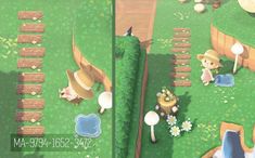 two pictures of the same area in animal crossing