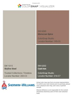 the color scheme for sherylin - williams's paint swatches, including brown and