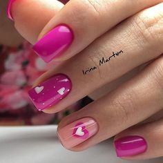 Shellac Nail Art, Gel Nail Art Designs, Short Acrylic Nails Designs, Pink Nail, Short Nail Designs, St Valentin