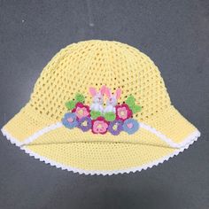 Little Bunnies Make This Hat A Fun Spring Must For Your Little Girl. New With No Tags. Any Two Hats For $22. Yellow Knitted Crochet Hat For Spring, Casual Yellow Crochet Sun Hat, Yellow Adjustable Crochet Hat For Spring, Yellow Crochet Hat For Spring, Spring Adjustable Yellow Crochet Hat, Adjustable Yellow Crochet Hat For Spring, Fun Yellow Bucket Hat For Spring, Playful Mini Cap Hats For Spring, Cute Crochet Vacation Hat, One Size