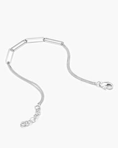 The Multi Link Chain Bracelet features sleek, silver links wrapped in a 1mm chain that doubles back to create a gorgeous layered effect. Pair it with our Paperclip Chain Bracelet for a modern look. Link Chain Bracelet, Paper Clip, Link Chain, Link Bracelets, Chain Bracelet, Silver Bracelet, To Create, Sleek, Bracelet