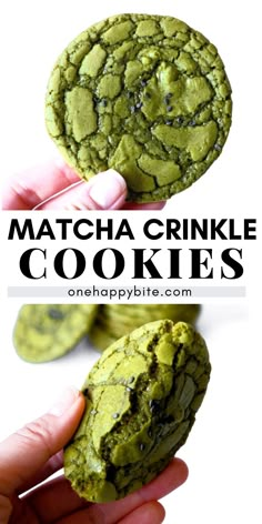 matcha crinkle cookies that are green with chocolate chips