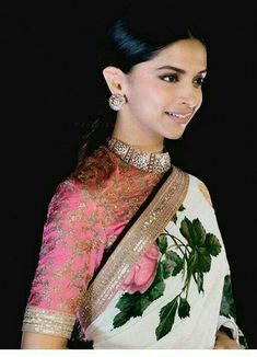 Deepika Padukone wearing a Sabyasachi saree Deepika Padukone Saree, Sabyasachi Sarees, Floral Saree, Modern Saree, Diy Wedding Dress, Indian Saree Blouse, Silk Saree Blouse Designs, Saree Blouse Designs Latest, Designer Saree Blouse Patterns