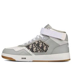 DIOR B27 High Cut Sport Shoes Grey/White 3SH132ZIR_H165 (SNKR/Skate/Leather/High Top) High-top Sneakers With Abzorb Midsole And Round Toe, White Leather High-top Sneakers With Branded Heel, Luxury High-top Sneakers With Round Toe For Sports, Luxury High-top Sports Sneakers, Luxury White High-top Sneakers With Vulcanized Sole, Luxury White High-top Sneakers With Laces, Luxury High-top Sneakers With Vulcanized Sole, High-top Leather Skate Shoes With Branded Heel Counter, Leather High-top Skate Shoes With Branded Heel