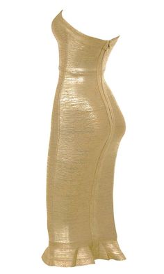 Pure Excitement Gold Metallic Strapless Square Neck Ruffle Hem Bodycon – Indie XO Glamorous Knee-length Midi Dress For Club, Glamorous Strapless Bandage Dress, Glamorous Strapless Fitted Bandage Dress, Strapless Bandage Dress For Night Out And Party Season, Stretch Strapless Midi Dress For Parties, Stretch Midi Length Strapless Dress For Party, Glamorous Strapless Bandage Dress For Night Out, Bandage Midi Length Dress For Party, Stretch Knee-length Bandage Dress For Party