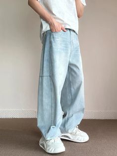 Korean Fashion Men's Baggy Jeans Light Blue High Street Straight Wide Trousers Personalized Washed Y2k Pants Male SPECIFICATIONS Closure Type: zipper fly Fabric Type: Stripe Gender: MEN Decoration: Pockets Jeans Style: STRAIGHT Craft of Weaving: knit Waist Type: MID Material: Denim Item Type: JEANS Product Description For the season: Four seasons Version: loose straight Scene: Casual, fashionable street Elasticity: No-elastic Unit of measurement: cm 1. The size is Asian size, smaller than US, UK Mens Clothing Brands, Pants Male, Jeans Light Blue, Y2k Pants, Wide Trousers, Jeans Light, Fashion Lighting, Pocket Jeans, Casual Summer Outfits