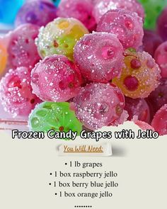 there are many different colored candies with hello kitty written on the top and bottom