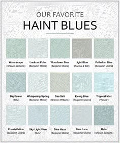 the color chart for our favorite paint colors, which are light blue and gray with white trim