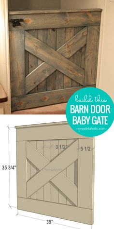 the barn door baby gate is shown with measurements and measurements for it to be built