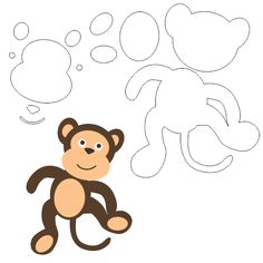 a drawing of a monkey with thought bubbles above it