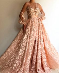 Crystal Leaves and Sleeves Gown – Teuta Matoshi Blush Pink Prom Dresses, Wedding Dress Bolero, Teuta Matoshi, Sweet 15 Dresses, Formal Ball Gown, Long Sleeve Prom, Pink Prom, Lace Long Sleeve, Pink Prom Dresses