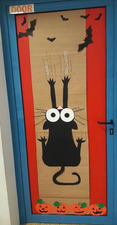 a door decorated to look like a cat