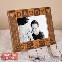 a father's day gift with a wooden frame